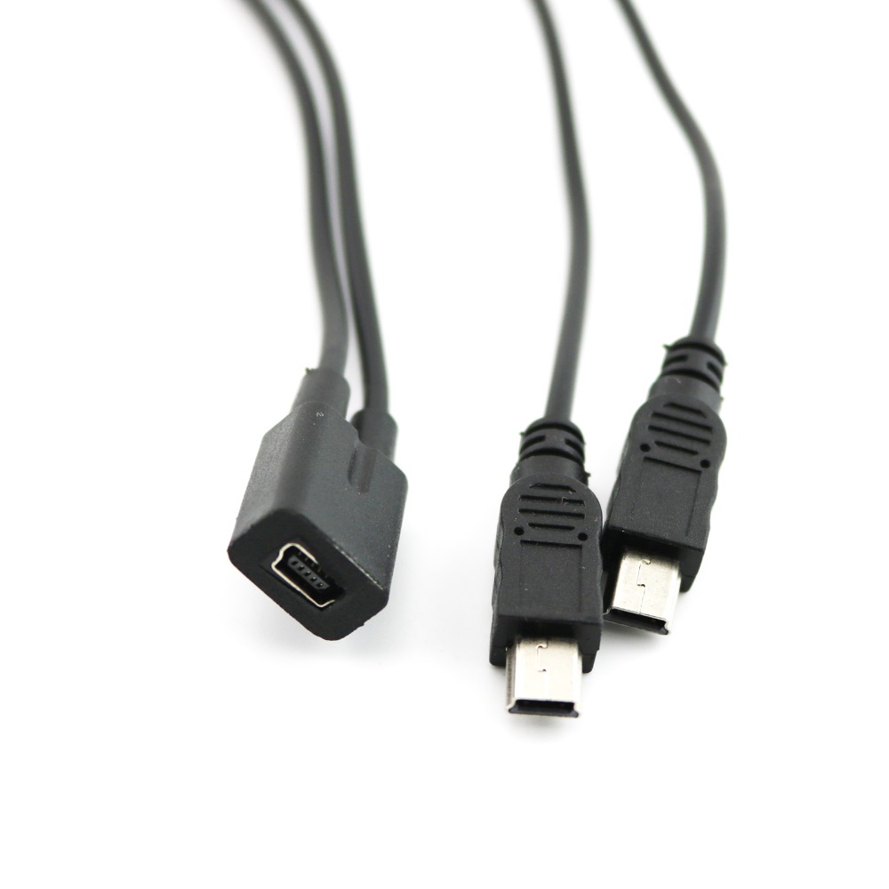 1 pcs Mini USB 2.0 Female Naar Dual 2x Mannelijke Splitter Y Extension Charger Adapter Kabel Snoer 30 cm