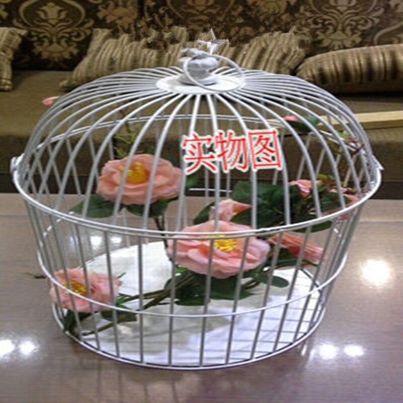 Free delivery1pcs Continental Iron Birdcage decorative window small cage wedding ornaments. classical cages for bird: white / Medium