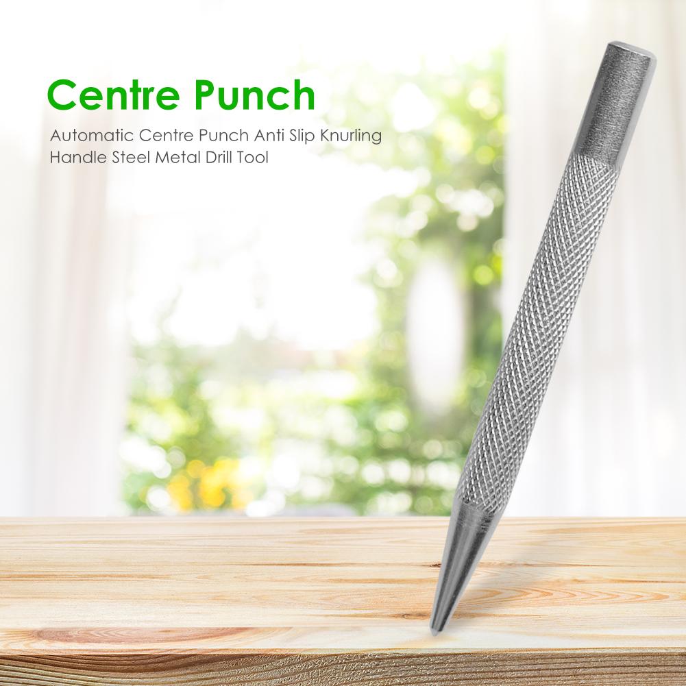 Super Strong Automatic Center Punch Anti Slip Knurling Handle Steel Spring Loaded Loaded Metal Drill Marking Center Punch Tool