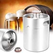 Mini barril de cerveza de acero inoxidable 2L 304, barril presurizado, botella de cerveza portátil duradera, herramienta para fabricar cerveza para Pub doméstico