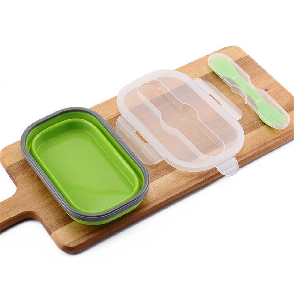 Silicone Lunch Box Food Storage Containers Stackable Bento Boxes Meal Prep Container Foldable Microwave BPA Free Plastic Lids