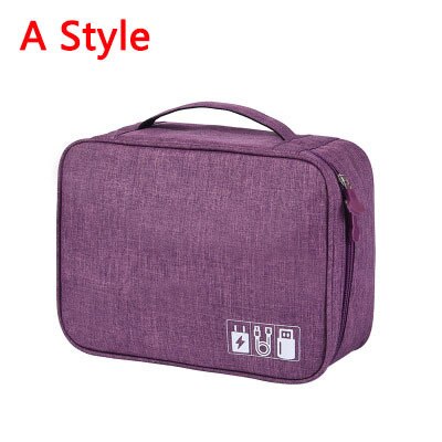 Power Bank Usb Travel Accessoires Digitale Tas Grote Shockproof Gadgets Pouch Elektronische Lader Kabel Oortelefoon Opbergtas: A Style Purple