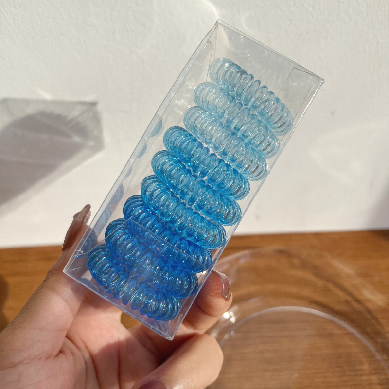Gomas elásticas para el pelo para mujer, Niña y niño, cintas de goma transparentes en espiral, accesorios para el pelo, 9 unids/lote por caja: Rojo