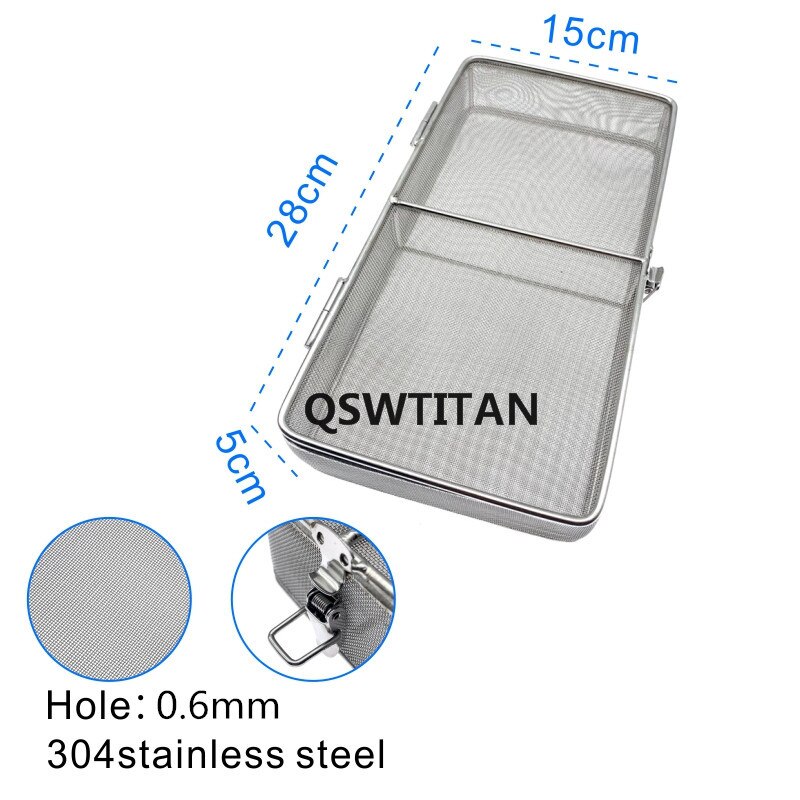 Sterilisatie Mand Met Deksel 304 Rvs Sterilisatie Desinfectie Netto Mand Chirurgisch Instrument Autoclaaf: E- L28cm W15cm H5cm