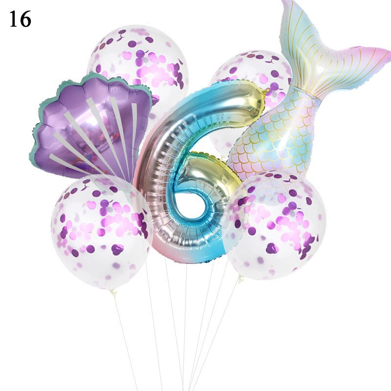 Birthday Party Balloon Decoration Mermaid Birthday Party Decor Number Balloon Decortion For Kids Little Mermaid Party Balloon: 16