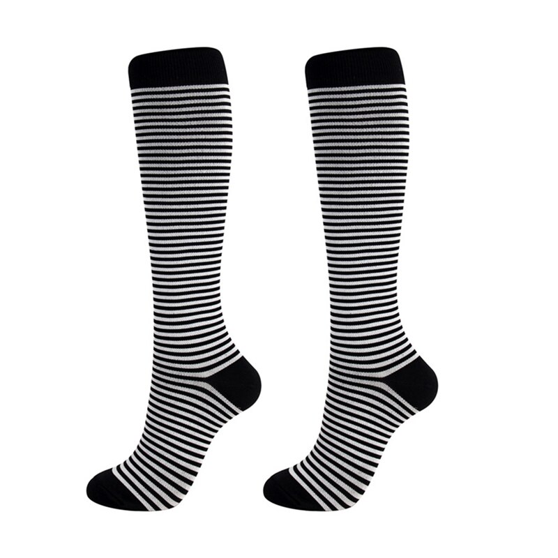Compression Sports Socks Women Men Knee High/Long Printed Nylon Hosiery Footwear Accessories: E / S/M