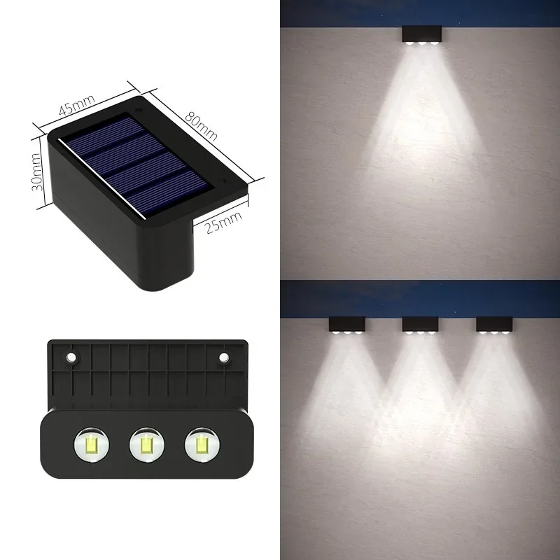 Solar Wall Lamp Outdoor Waterproof Solar Powered Light UP and Down Illuminate Home Garden Yard Decoration Outside Sunlights: Blue / 6-10W