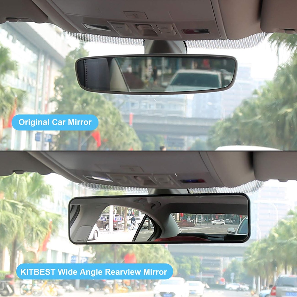 Universal Car 300mm Wide-Angle Rear-View Mirror With Wide Convex Shape Sandwiched On Rear-View Transparent Mirror