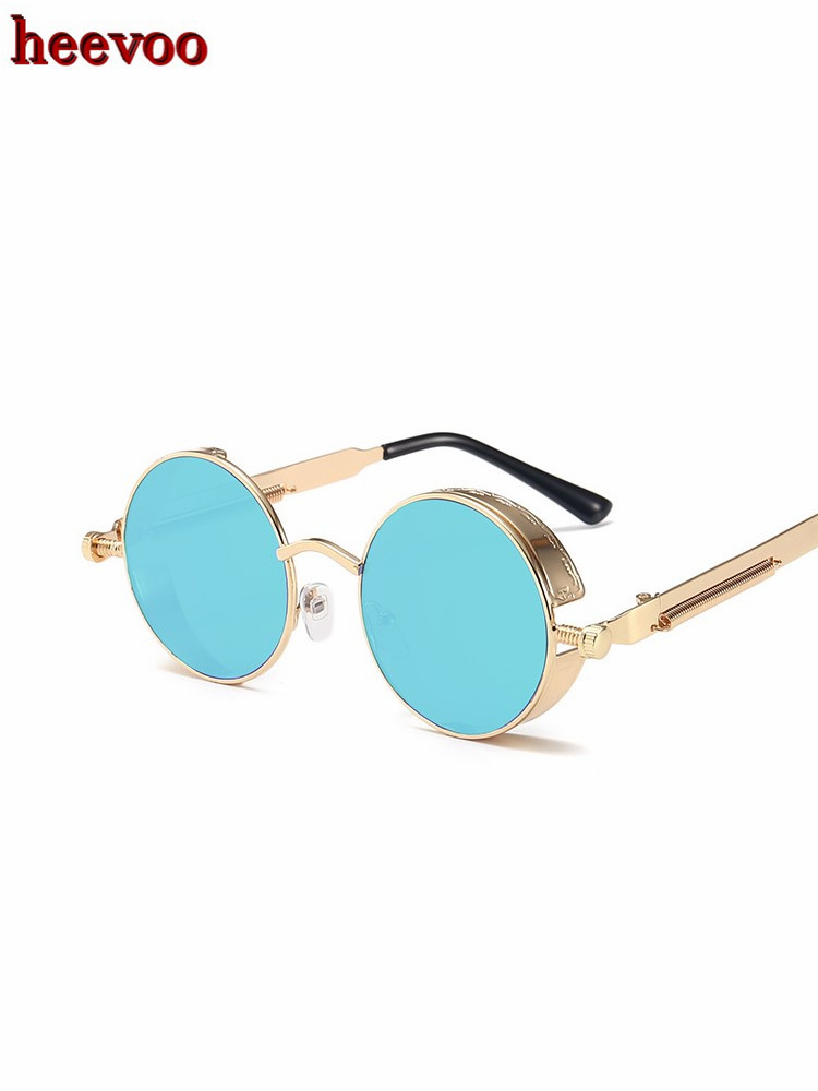 Metal Steam Punk Sunglasses Men Women Round Mirror Glasses Brand Vintage Sun Glasses Retro Eyeglasses UV400
