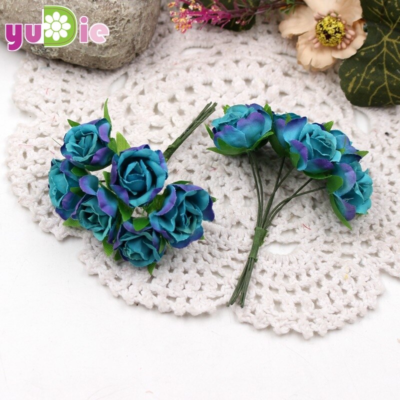 60 stücke Mini Mehrfarbig künstliche seide seide Rose hochzeit dekoration DIY kranz Kasten Clip kunst handgemachte falsche blume dekoration: Tiffany Blau