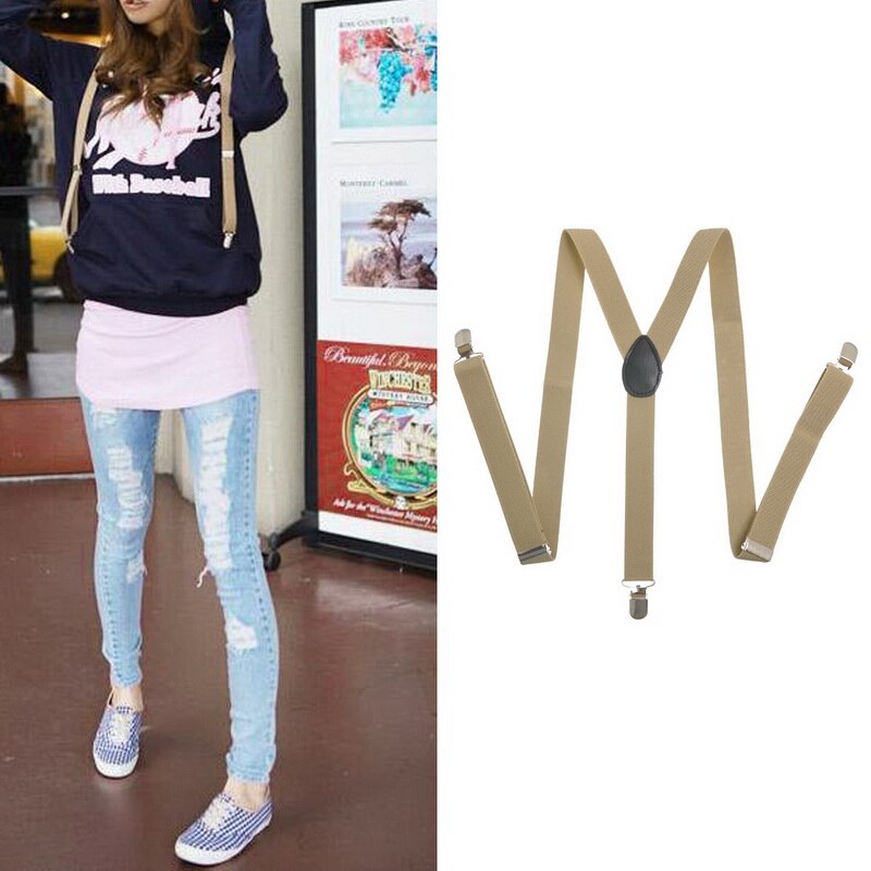 Suspensório elástico de tiras ajustável adulto, unissex, mulheres, homens, formato em y, de 3 grampos, calças: 2