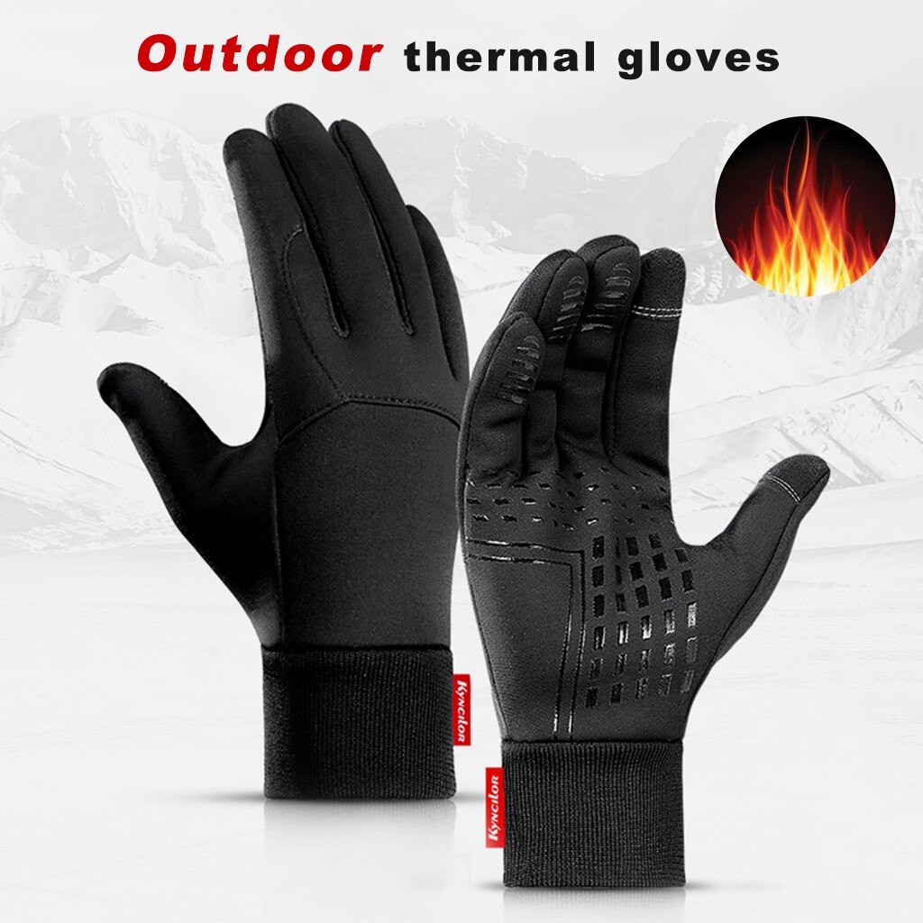 Adjusatble Cycling Gloves Reflective Screen Touch Warm Winter MTB Bike Gloves Outdoor Waterproof Motorcycle Bicycle Gloves