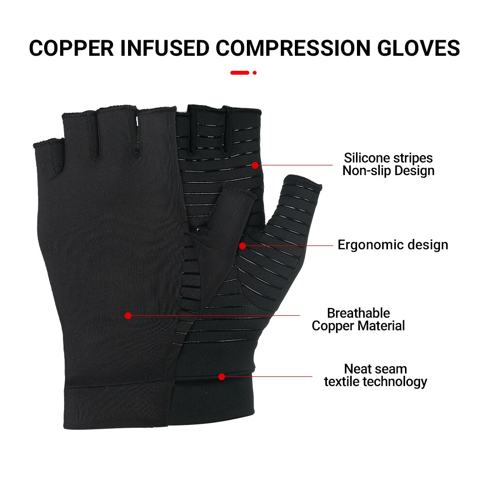 1 Paar Compressie Handschoenen Hand Koper Artritis Handschoenen Gezamenlijke Pijnbestrijding Half Vinger Antislip Therapie Handschoenen Voor Vrouwen mens