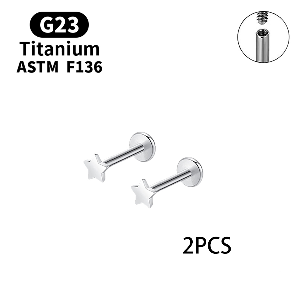 2 uds pendientes de tuerca G23 Piercing titanio grado Implante accesorios de joyería corporal Sexy para mujer: Castaño / Color amarillo dorado claro