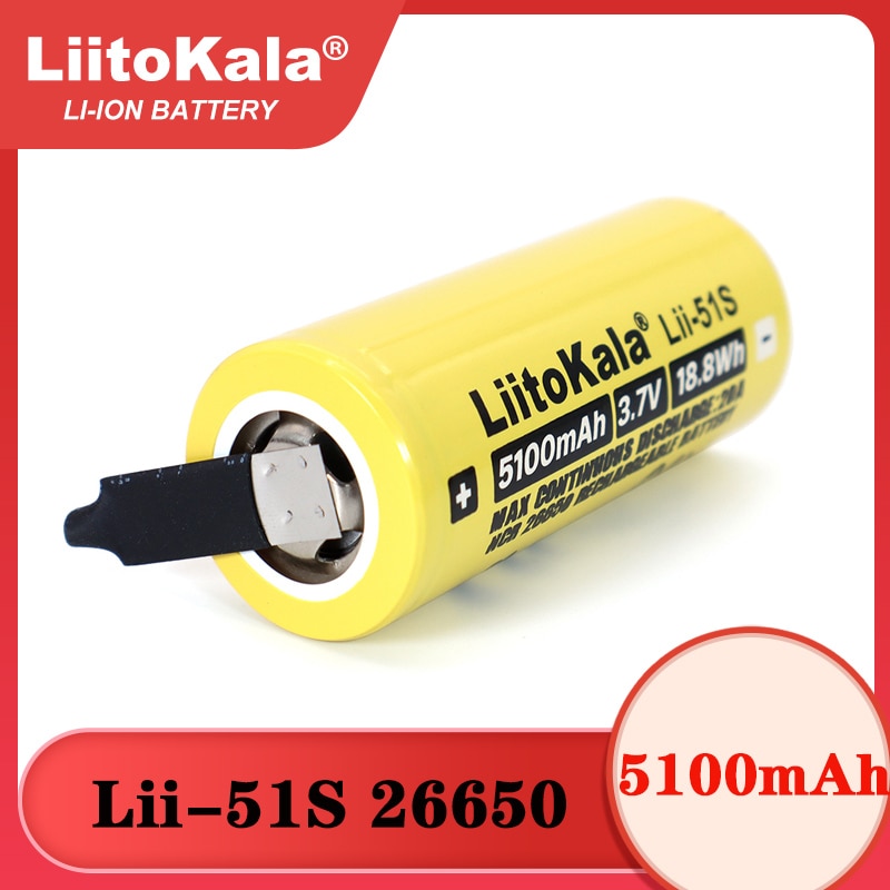 Liitokala 26650 5100Mah Li-Ion 3.7V Oplaadbare Batterij 20A Ontlading 3.6V Power Batterijen + Diy Nikkel Lakens