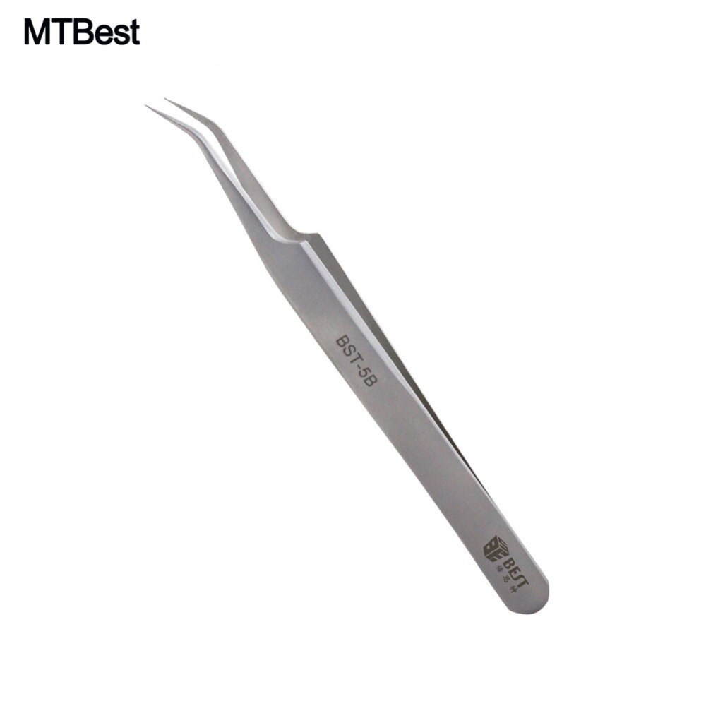 MTBest-Pinzas industriales para electrónica, pinzas de precisión de acero inoxidable, Puntas curvadas, herramientas manuales de reparación de teléfonos móviles