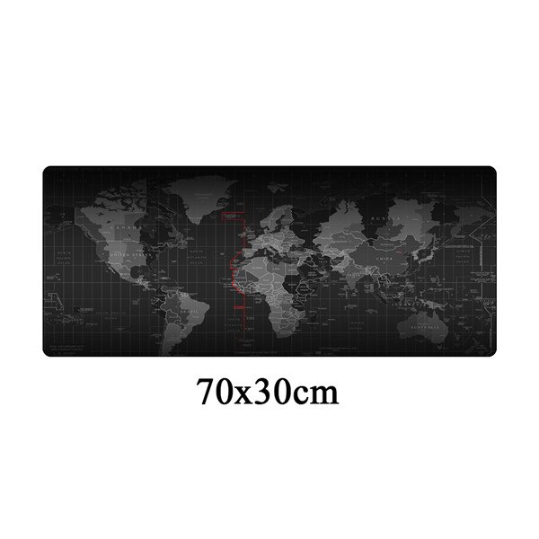 Grote xl gaming muismat met wereldkaart, afsluitbare rand, antislip voor computer, grote gaming muismat, rubberen notebook, toetsenbord, bureaumat: 7030cm