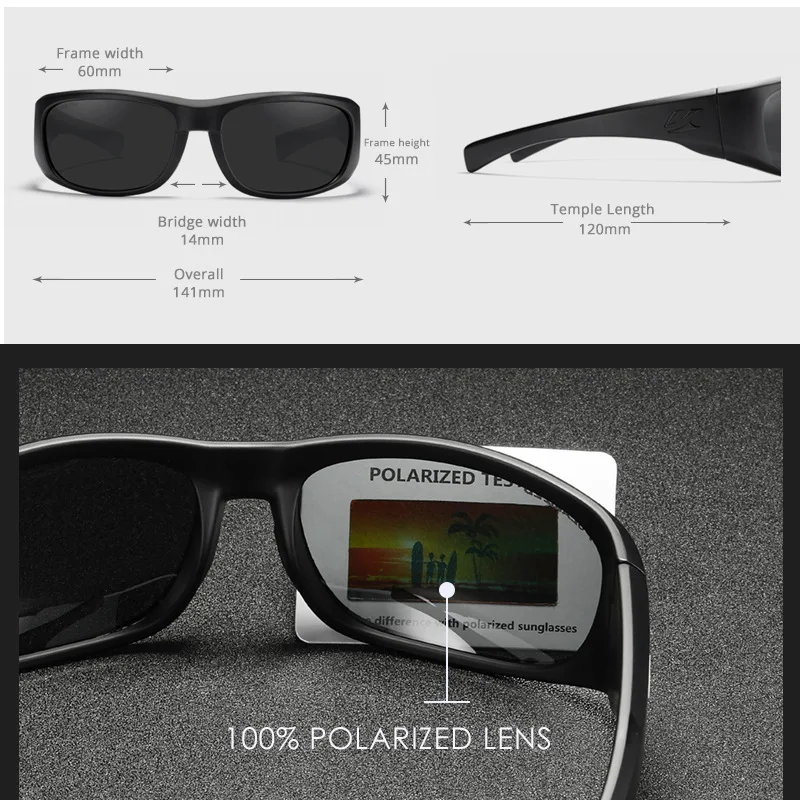 KAENON Klay Polarized Sunglasses for Men Outdoor Classic Casual Glasses TR90 Frame Sports Fishing Driving Eyewear