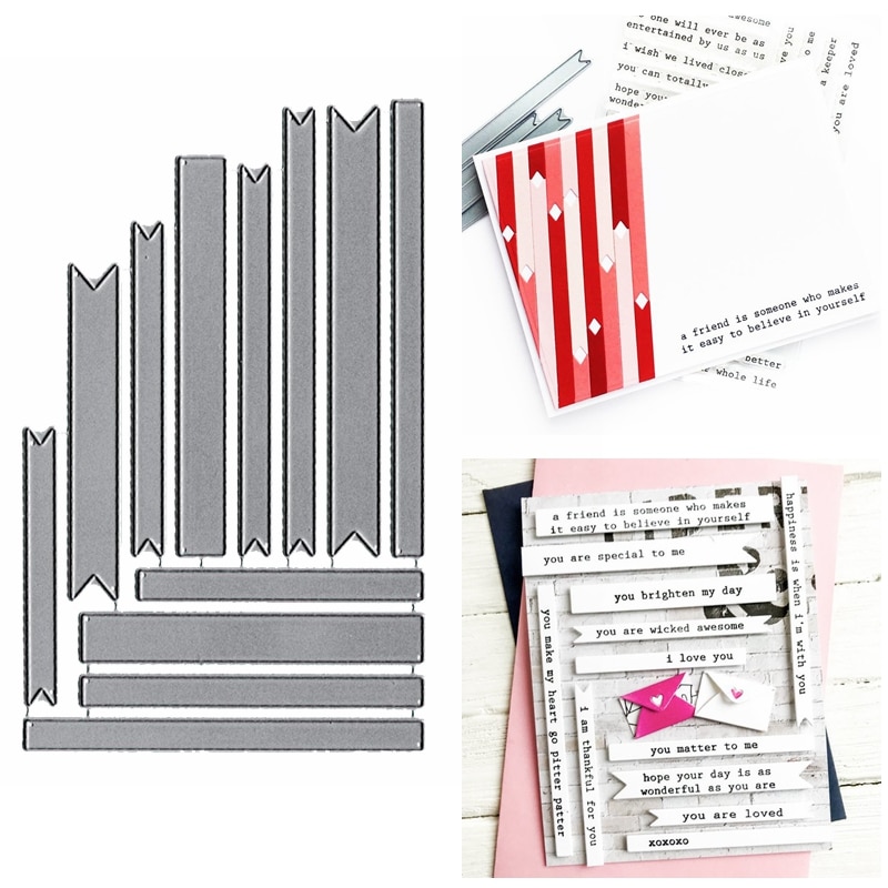 Strips Slimline Rechthoek Banner Metalen Stansmessen Set Voor Diy Scrapbooking Maken Template Die Cut