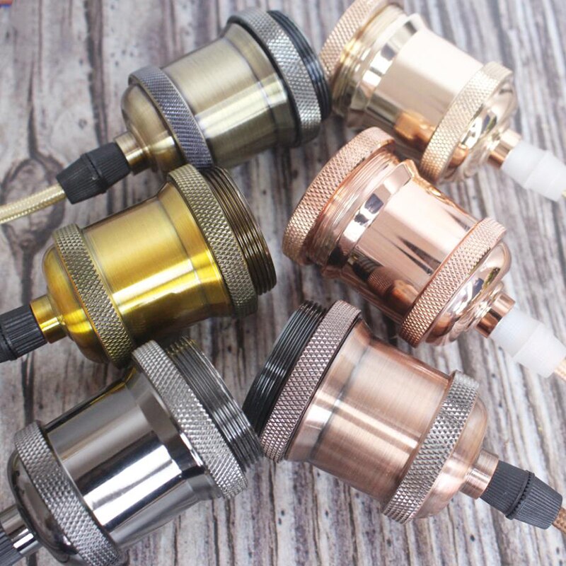 1PC E27 Vintage Lamp Ceiling Light Fitting Pendant Lamp Bulb Holder Base Metal Iron Lamp Holder with Wire 1.2M