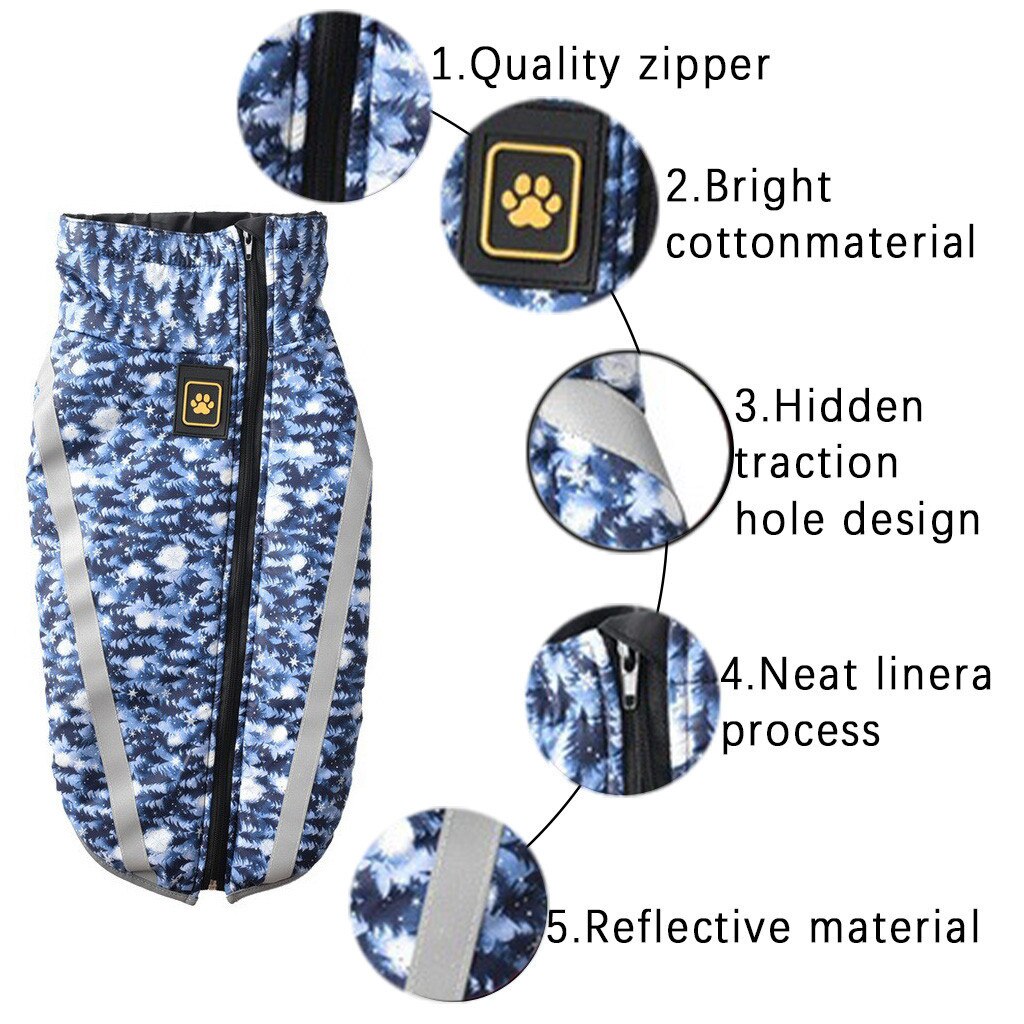 Dog Jacket Large Breed Dog Coat Waterproof Reflective Warm Winter Clothes for Big Dogs Labrador Overalls Chihuahua Pug Clothing