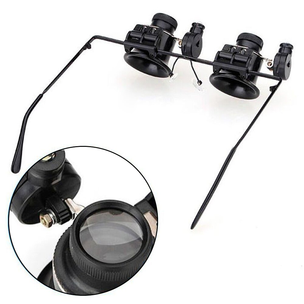 Dubbele Lens Vergrootglas Vergrootglas 20X Eye Glass Loep Juwelier Horloge Repair Met Led Licht Horloge Reparatie Tools