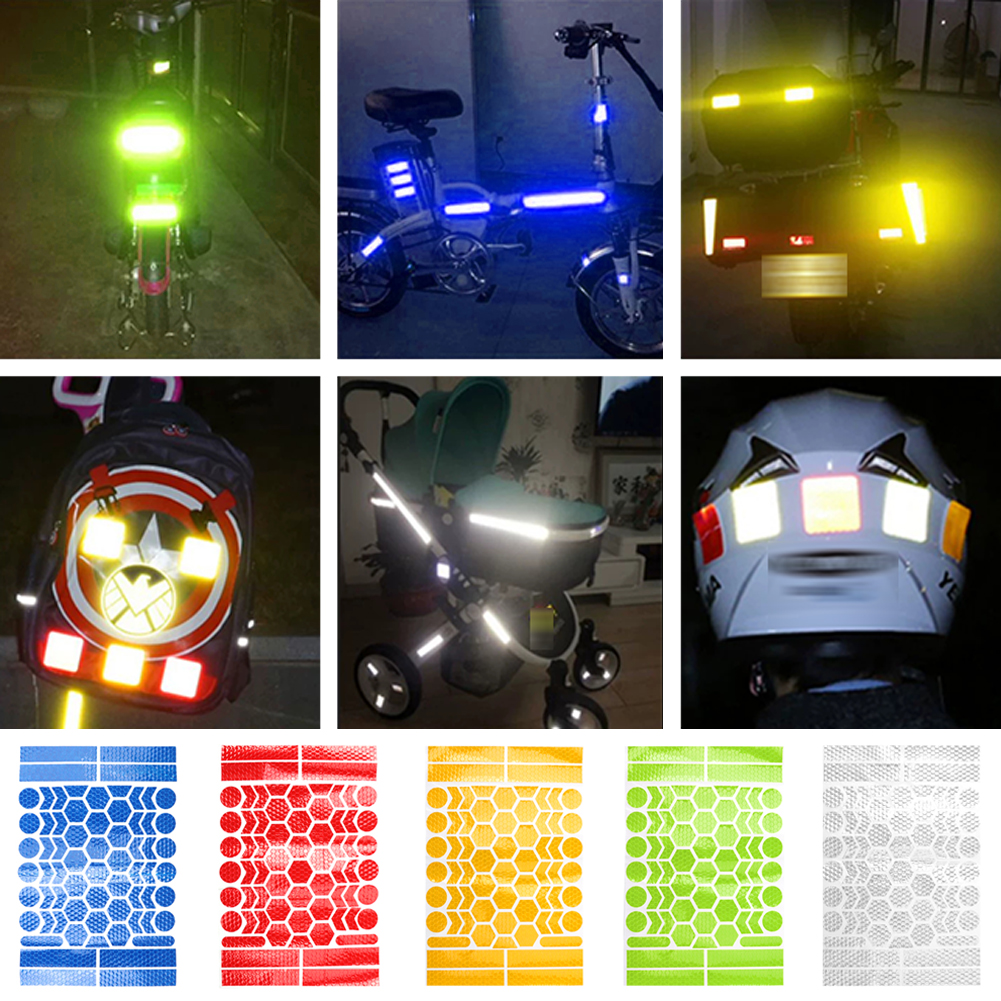 64 stks/set motorfiets sticker reflecterende zelfklevende decoratieve sticker PVC waterdichte veiligheidswaarschuwing opvallendheid helmen sticker