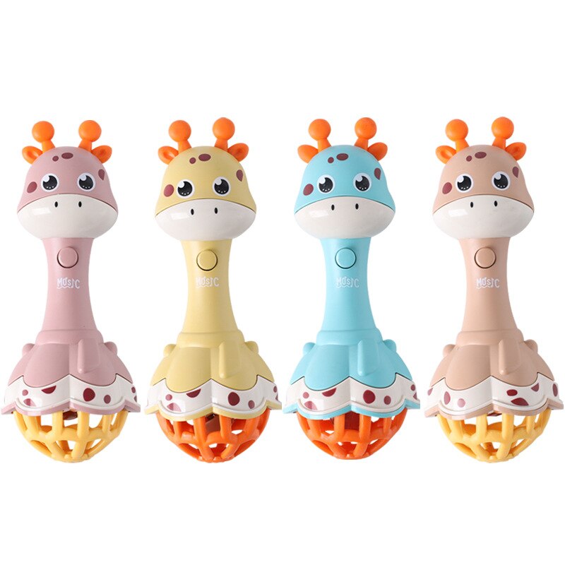 Baby Rattles Toy Ringing Sound Light 0 - 3-year-old Hand Clutching Playing Toy Stick Hand Bells Mobile Early Educational Toy