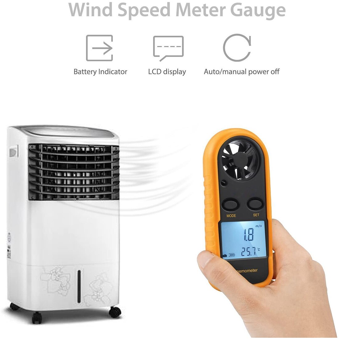 Digital Mini Anemometer Wind Speed Gauge Meter LCD Handheld Airflow Windmeter 30m/s Hand-held wind speed Measure Tool