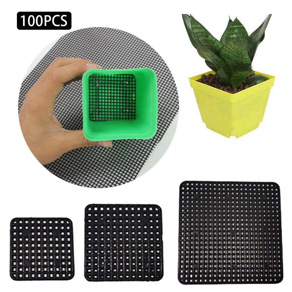 100pcs/set Balcony Horticultural Plant Pot Drainage Mat For Garden Mesh Bottom Pad Agricultural Square Home Bonsai Practical