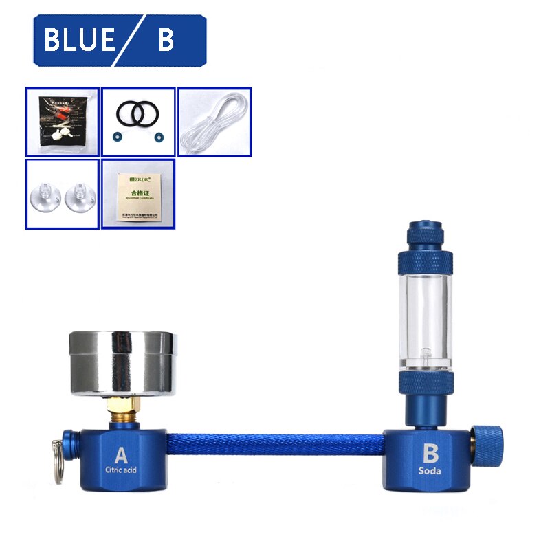 Aquarium DIY CO2 generator,withsolenoid valve Bubble Counter Diffuser Reaction System kit for Aquatic plant Growth CO2 Equipmenr: Blue-B