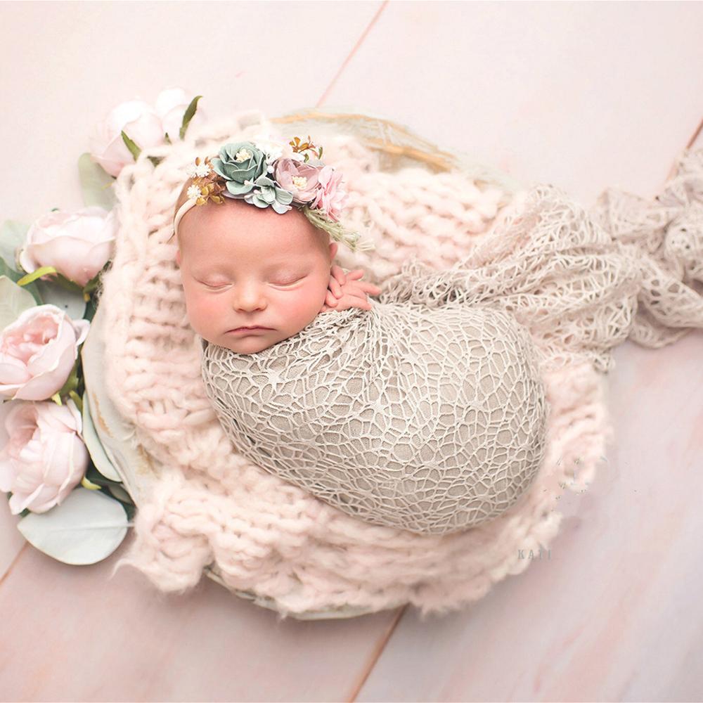 Neugeborenen strecken wickeln Fotografie Requisiten betroffen Stoff Aushöhlen Swaddle Decke Für Baby Foto Requisiten