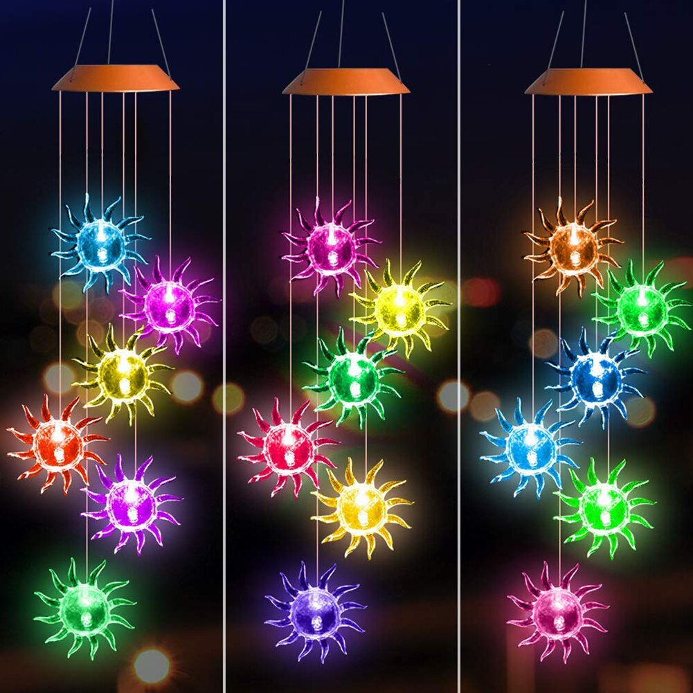 Außen Mobilen Wind Chime Licht Led Hängen Solar Powered Garten Spirale Lampe Tragbare Wasserdichte Farbwechsel Dekorative