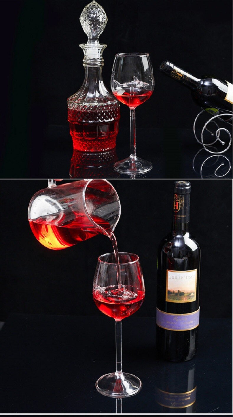 Innebygd hajvin glass glass whisky glass middag dekorere håndlaget krystall til fest fløyter glass