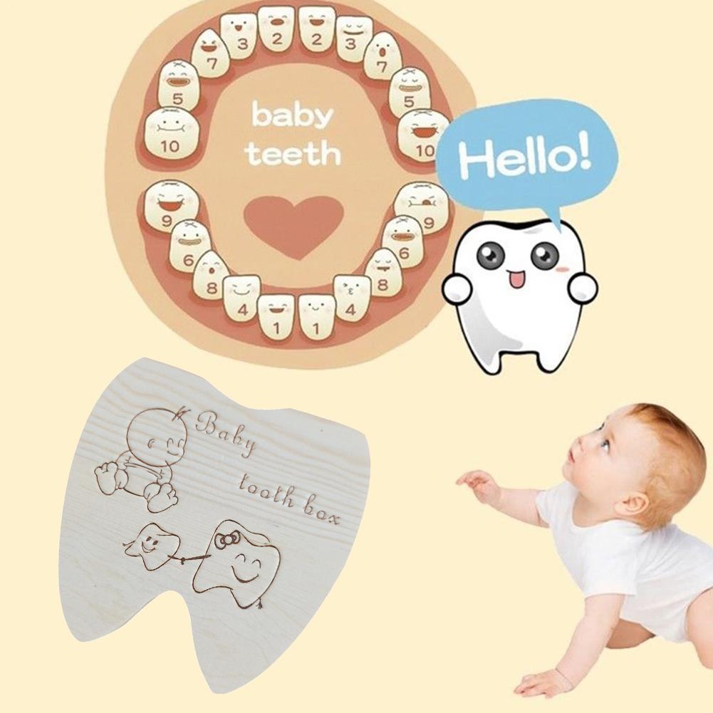 Baby Tand Doos Engels Houten Melk Tanden Organizer Baby Souvenirs Meisjes Opslag Jongens J9G0