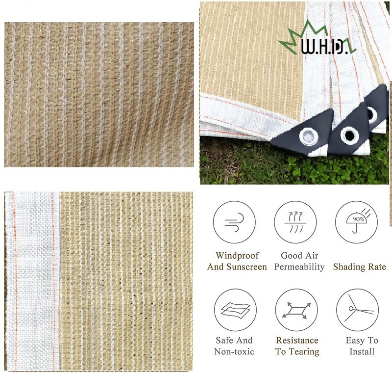 Privacy Fence Screen Fence in Beige 95% Blockage Windscreen Outdoor Mesh Fencing Cover Netting for Outdoor Patio Garden