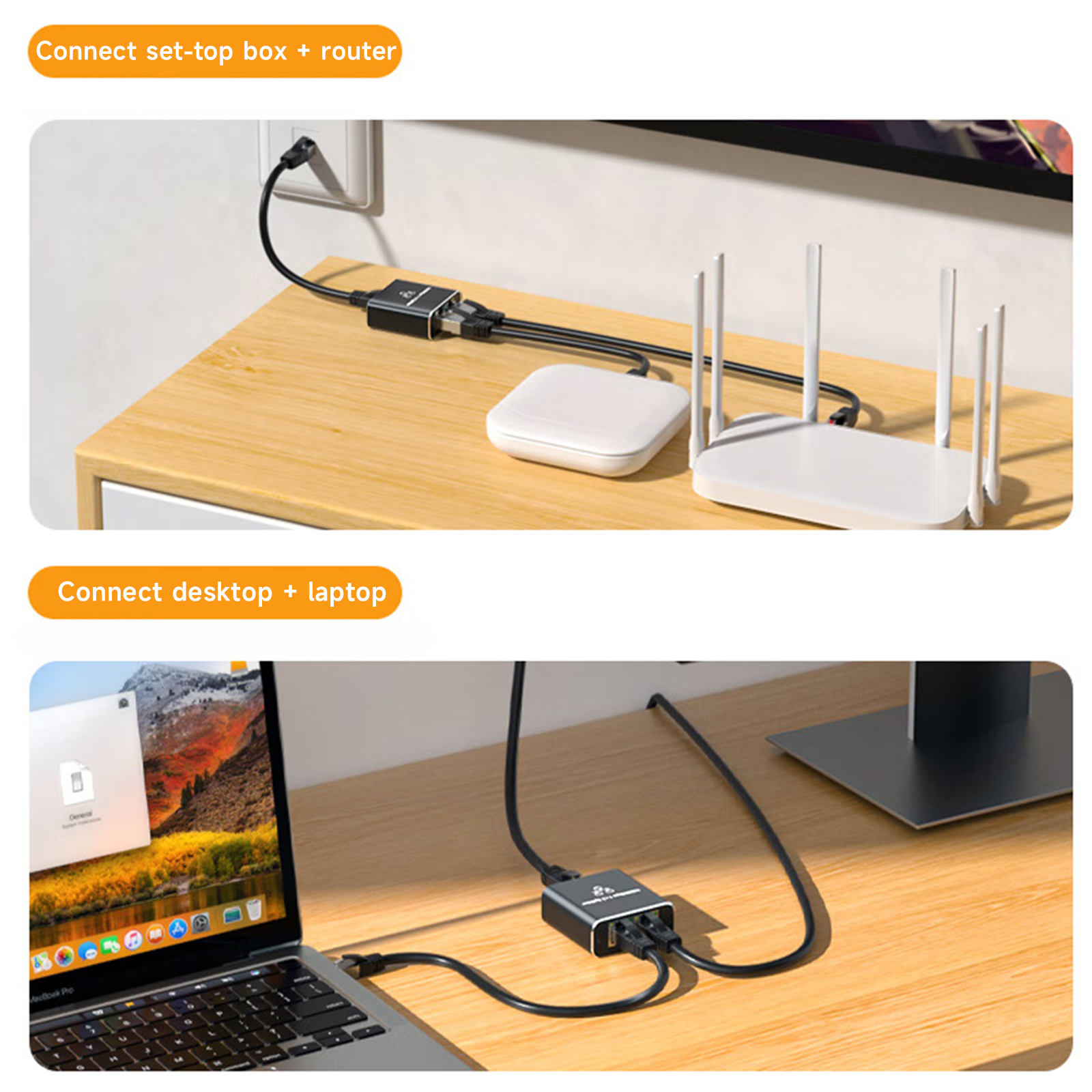 Divisor Gigabit Ethernet 1 a 2/3/4, 1000Mbps RJ45 LAN Divisor de Internet para computadora/Hub/Switch/Router/Set-Top Box/TV digital