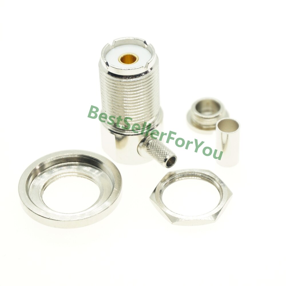UHF Also239 weibliche Also-239 Jack murmeln crimpen RG58 RG142 LMR195 kabel rechten winkel RF Stecker