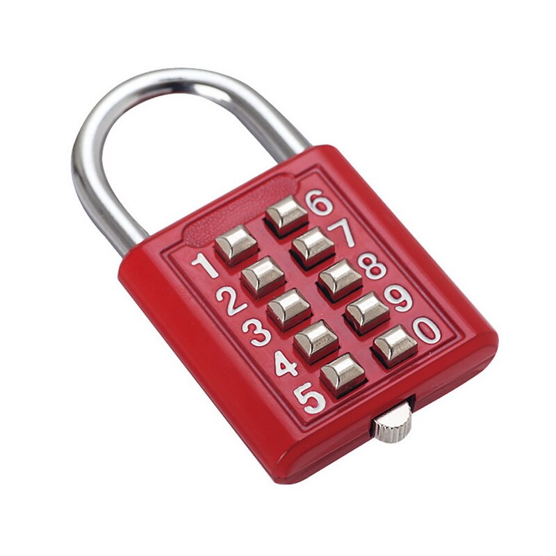 Junejour 10 Digit Push Button Combination Padlock, 5 Digit Locking Mechanism, Chrome Plated Anti-theft Digit Push Password Lock: Red