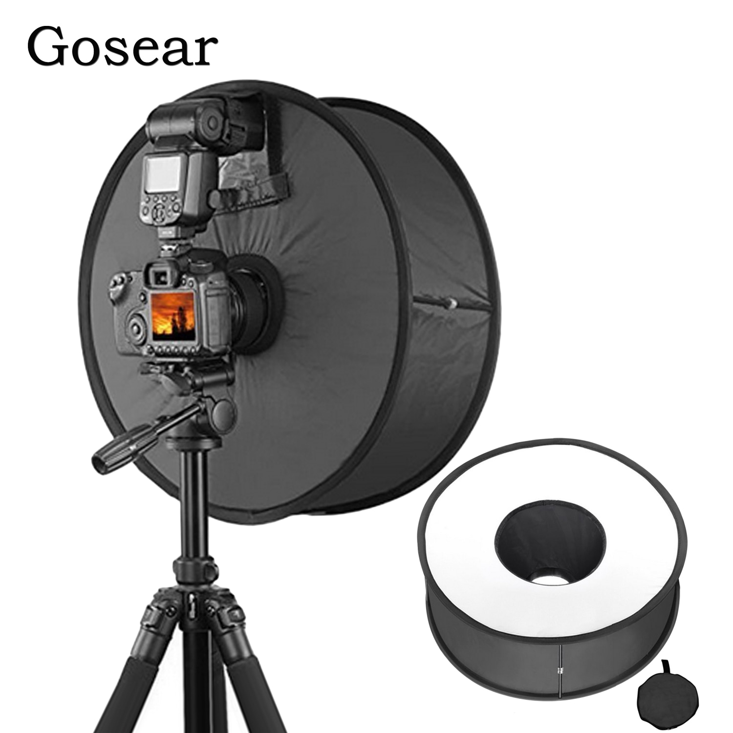 Gosear 45 cm Vouwen Ronde Ring Speedlite Flash Softbox Diffuser Reflector Voor Canon Nikon Godox Macro Schieten Portret Fotografie