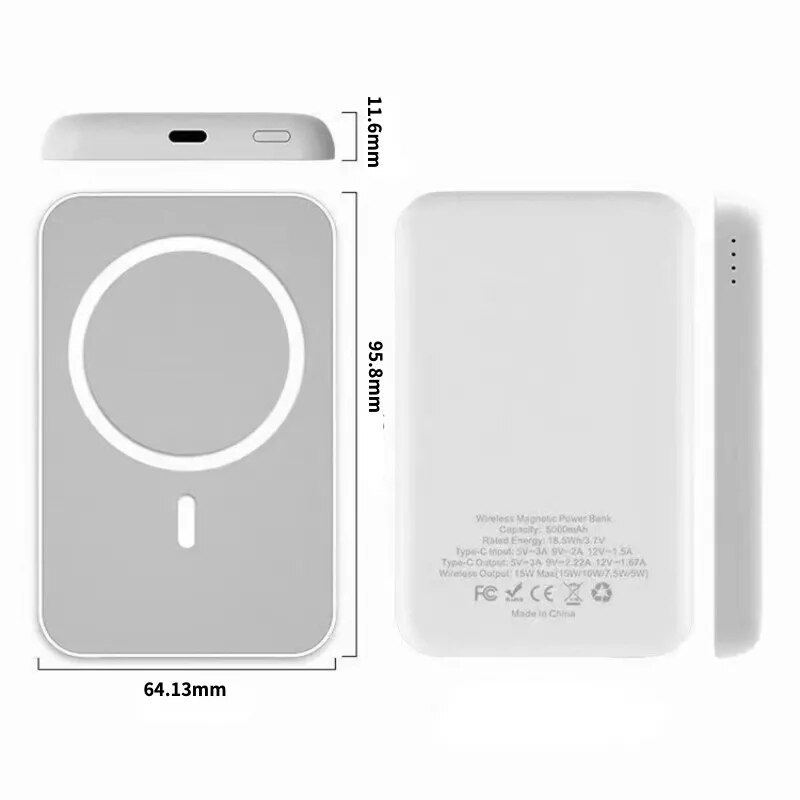 2022 handy-rückseitenclips, magnetisches schnellladegerät, kabellose powerbank für xiaomi iphone 12, 13 pro, 13 mini , 12 pro max