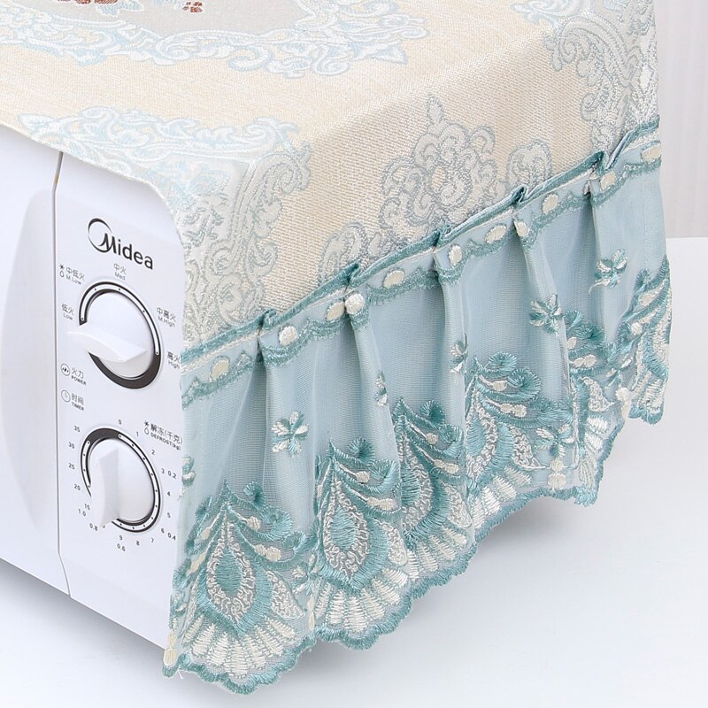 Couverture de four à micro-ondes en tissu 33*95cm | Tissu de protection de la Machine, couverture anti-poussière en fil de bord de dentelle