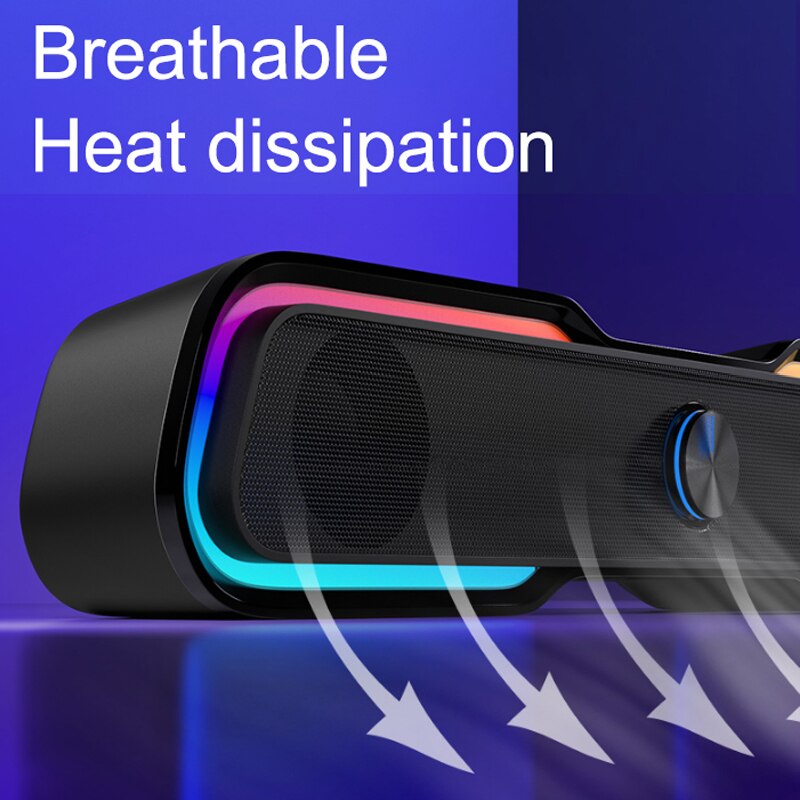 Usb Bedrade Luidspreker Soundbar Rgb Licht 3Dstereo Bass Subwoofer Audio Aux Surround Box Voor Pc Computer Speakers Tv Desktop laptop