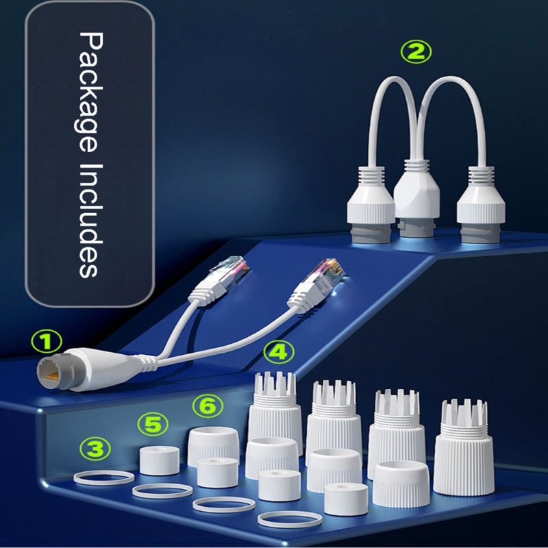 Waterdichte Poe Combiner Splitter Adapter Ethernet Splitter 1 Tot 2 Adapter Gelijktijdig Online Separator Abs-Materiaal