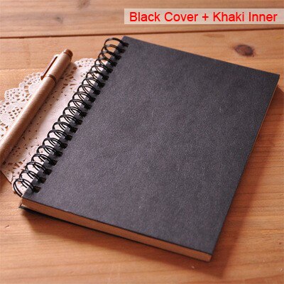 Schetsboek Dagboek Tekening Schilderen Graffiti Kleine 12*18Cm Soft Cover Blanco Papier Notebook Memo Pad School Office Pads briefpapier: Black-Khaki Inner
