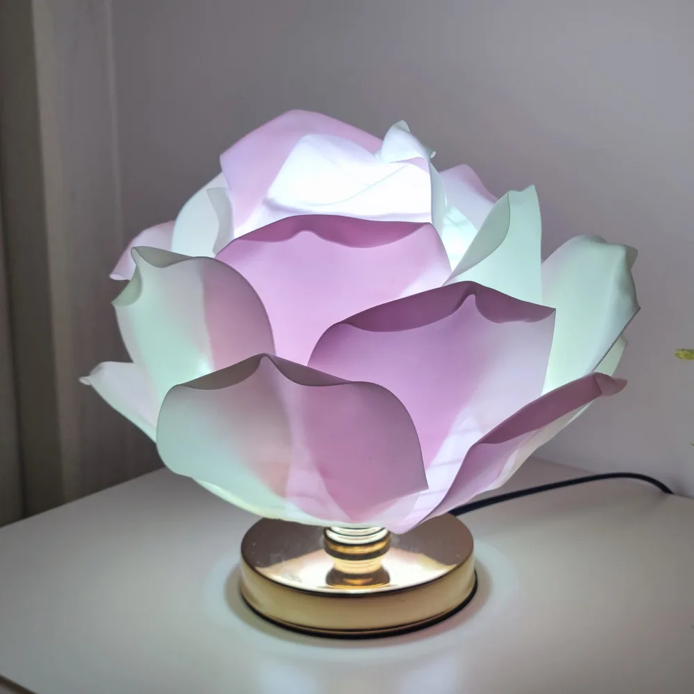 Rose Floral Table Lamps Girls Bedroom Atmosphere Decorative Night Lights