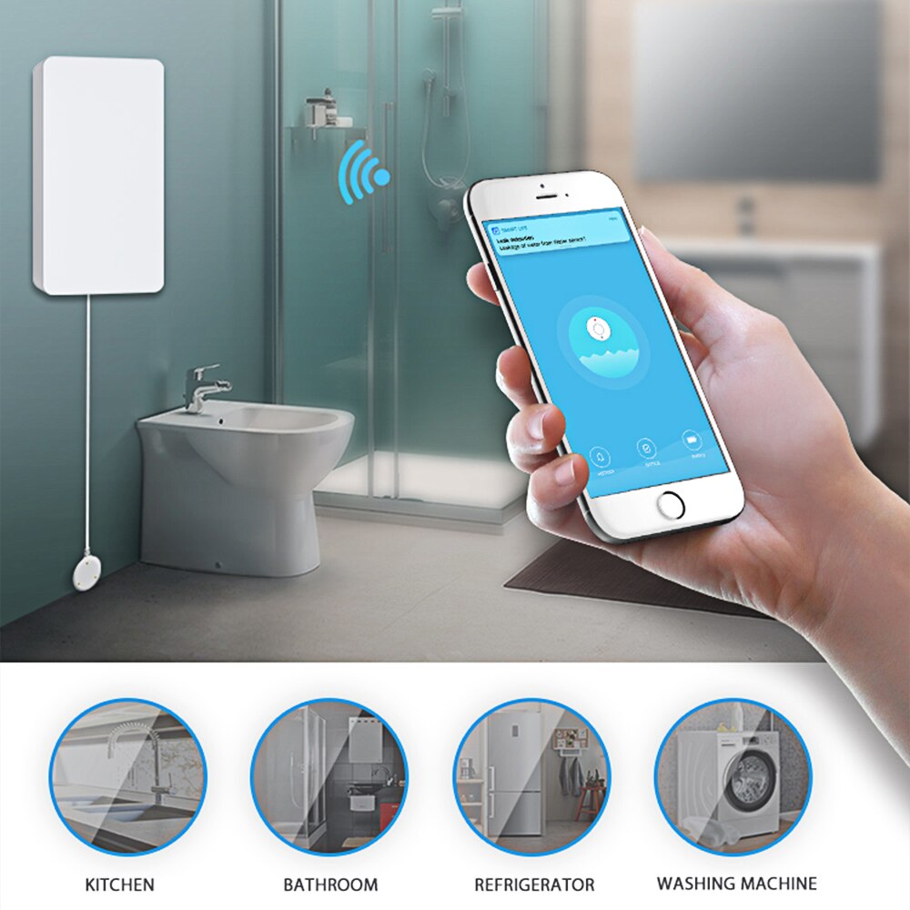 Tuya Smart WiFi Water Leak Detector Home Alarm Water Leakage Alarm Flood Alert Overflow Security Alarm System Water Sensor