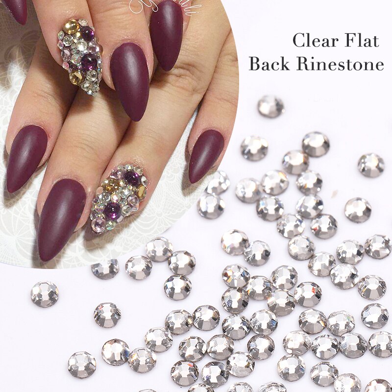 100PCS/Bag Crystals Clear Sharp Flat Back AB Glass Rhinestones Glittering Rhinestone Nails Art Decoration DIY Accessories
