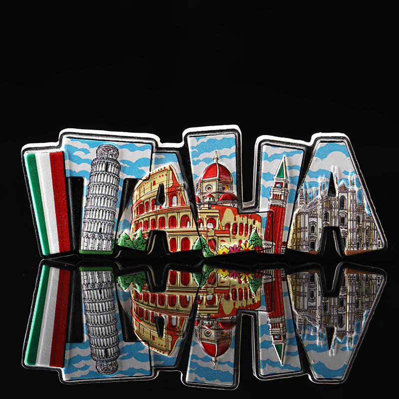 Imanes creativos de nevera de Italia Roma, recuerdo de Turismo, artesanías talladas, pegatina de resina 3D para refrigerador de viaje, pegatinas para tablero de mensajes: D