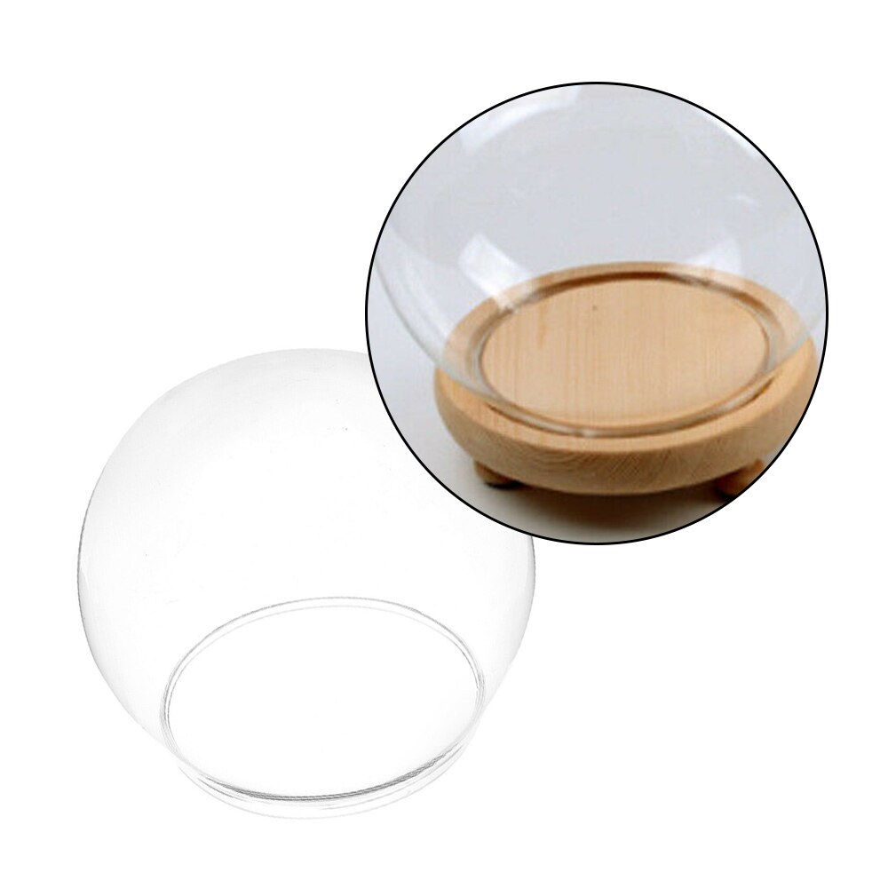 Clear Glass Display Bell Jar Dome Immortal Preservation with Wooden Base Flower Glass Cover Home Decor